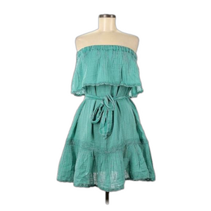 Daily Practice By Anthropologie Medium Petite Malibu Mini Dress Turquoise NWT